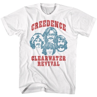 เสื้อยืดผ้าฝ้ายCOTTON เสื้อยืดคอกลม แขนสั้น พิมพ์ลายวงร็อคการ์ตูน Creedence Clearwater Revival Band สําหรับผู้ชายS-5XL