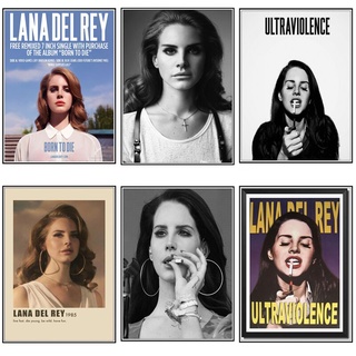 โปสเตอร์กระดาษสติกเกอร์ พิมพ์ลายนักร้อง Lana Del Rey สําหรับตกแต่งผนังบ้าน บาร์ คาเฟ่ DIY