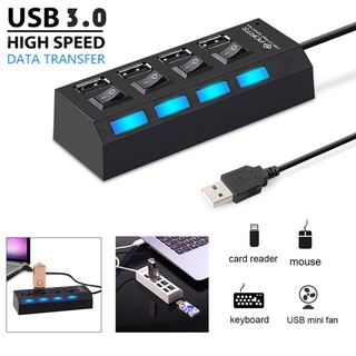 USB HUB 3.0 Combo Splitter 4 Port + 3.0 High Speed Mini  ON / OFF Switch 2 In 1 SD TF Card Reader for Laptop Comp