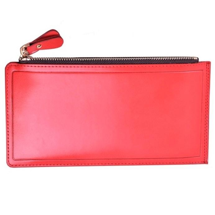 fin-1-กระเป๋าเงิน-กระเป๋าเงินใบยาว-double-zip-casual-long-wallet-purse-no-0864-สีแดง