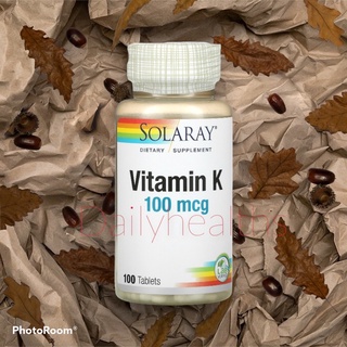 ภาพหน้าปกสินค้าSolaray Vitamin K 100 mcg 100 เม็ด / กระปุก ช่วยในการแข็งตัวของเลือด ซึ่งคุณอาจชอบสินค้านี้