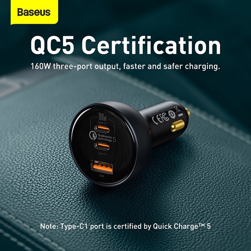 baseus-ที่ชาร์จในรถยนต์-160w-ชาร์จเร็ว-5-0-4-0-3-0-pd-สําหรับ-macbook-ipad-pro-laptop-usb-type-c-charger-สําหรับ-iphone-samsung-xiaomi