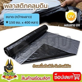 พลาสติกคลุมดิน พลาสติกดำเงิน พลาสติกคลุมแปลง กว้าง150ซม.ยาว400หลา(360เมตร)