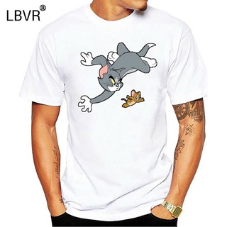 ROUND คอลูกเรือเสื้อยืด พิมพ์ลายกราฟฟิค Tom &amp; Jerry 2 สําหรับผู้ชาย-4XL