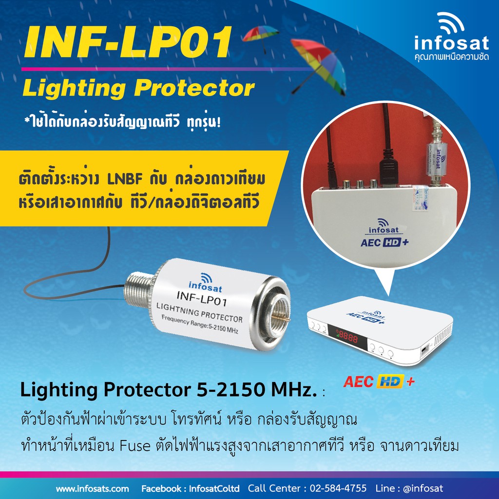 isolator-กันฟ้าผ่า-infosat-รุ่น-inf-lp01-สำหรับ-เสาอากาศ-จานดาวเทียม