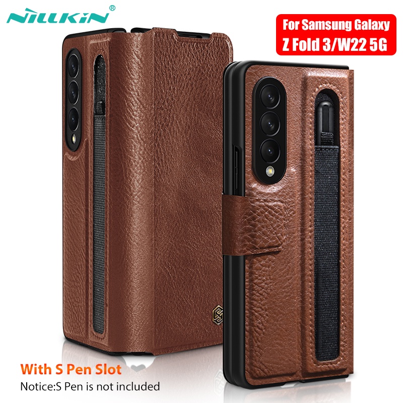 nillkin-เคสโทรศัพท์มือถือหนัง-ฝาพับ-พร้อมช่องใส่ปากกาสไตลัส-หรูหรา-สําหรับ-samsung-galaxy-z-fold-3-z-fold-3