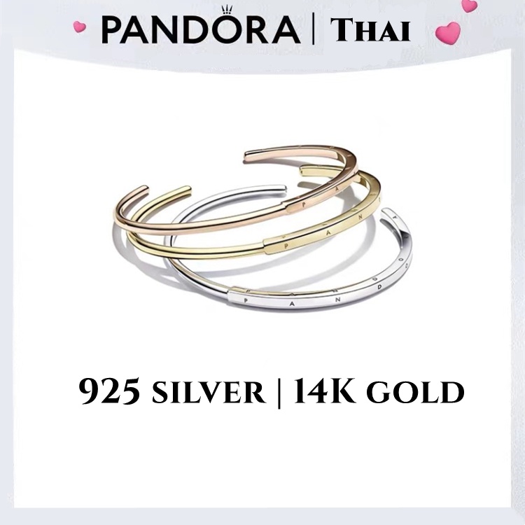 ภาพหน้าปกสินค้าPandora เงิน925 14K เปิด สร้อยข้อมือ กำไล Classic Collection I-D(Open)Bracelet 100% จากร้าน pandora_officialshop บน Shopee