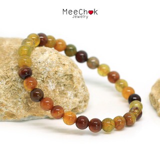 สินค้า หินเกล็ดมังกร Crackle Agate 6 มิล เสริมความมั่งคั่งร่ำรวย หินมงคล หินสี หินสีส้ม By.Meechok