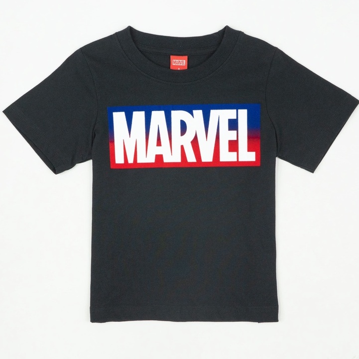 marvel-boy-logo-t-shirt-flock-print-เสื้อมาร์เวลเด็กผู้ชายพิมพ์กำมะหยี่-สินค้าลิขสิทธ์แท้100-characters-studio