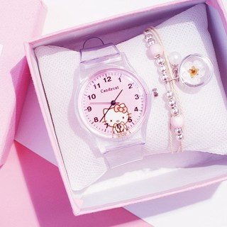 ภาพหน้าปกสินค้านาฬิกาข้อมือเด็ก Hello Kitty ซิลิโคนใสแฟชั่น ซึ่งคุณอาจชอบราคาและรีวิวของสินค้านี้