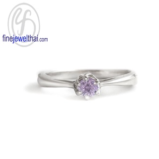 Finejewelthai-แหวนอะเมทิสต์-อะเมทิสต์-แหวนพลอย-แหวนเงินแท้-พลอยประจำเดือนเกิด-Amethyst-Silver-Ring-Birthstone-R1376amt