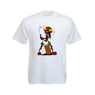 เสื้อยืดราสต้า Tee-Shirt Rastaman Big   เสื้อยืดราสต้าสีดำ ขาว  ลาย Rastaman กอดยักษ์ Black Tee-Shirt