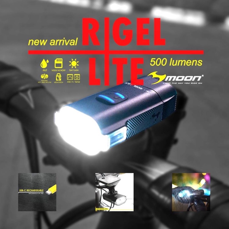 [แท้] ไฟหน้า MOON RIGEL LITE 500 LUMENS สว่าง ติดตั้งได้หลายแบบ สว่าง ...
