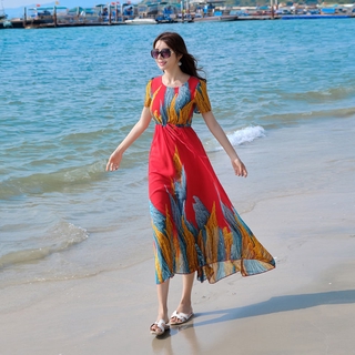 Thailand Dress Womens Bali Sanya Seaside Holiday Beach skirt2020ชุดโบฮีเมียนใหม่