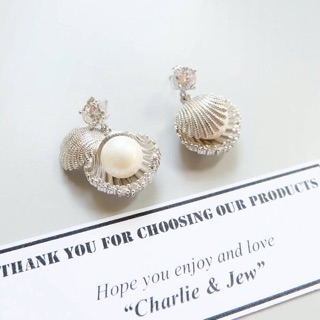 Pearl oyster earrings, ต่างหูหอยมุก