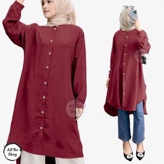 เสื้อทูนิคยาว ผ้ายืด สไตล์มุสลิม เรียบง่าย สําหรับผู้หญิง ไซซ์ XL XXL XXXL ARS 285