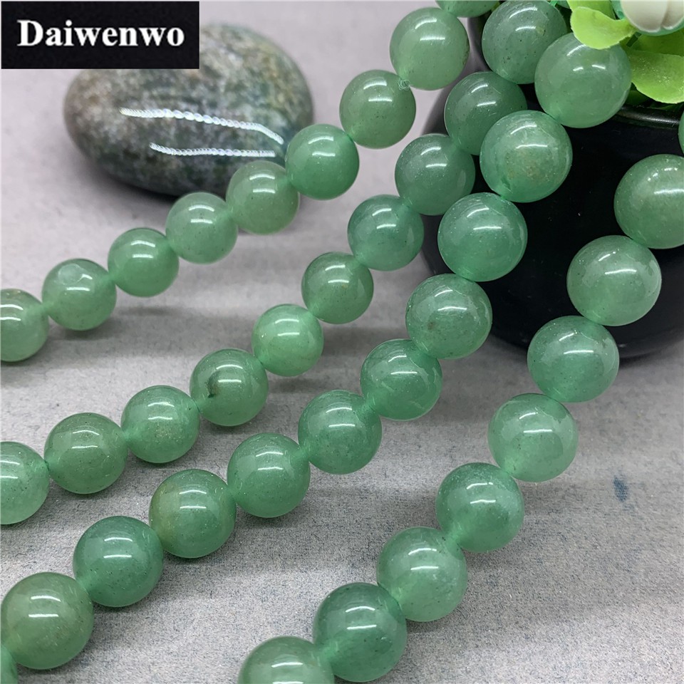 ภาพสินค้าGreen Sand Aventurine Bead Stone Round 4-12mm Gemstone Loose Spacer DIY Bracelet จากร้าน xunyue.th บน Shopee ภาพที่ 1