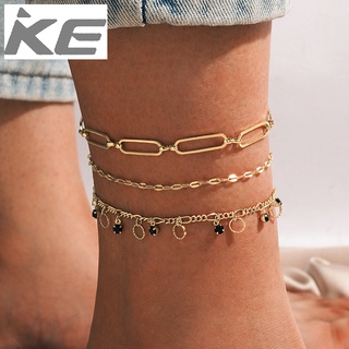 anklet tassel circle geometric chain simple 3-piece beach anklet for girls for women low price