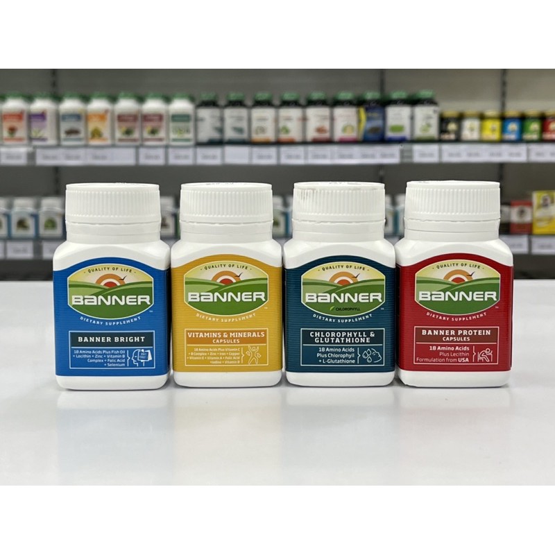Banner แบนเนอร์ Bright ,Protein ,Chlorophy , vitamins&minerals เสริม ...