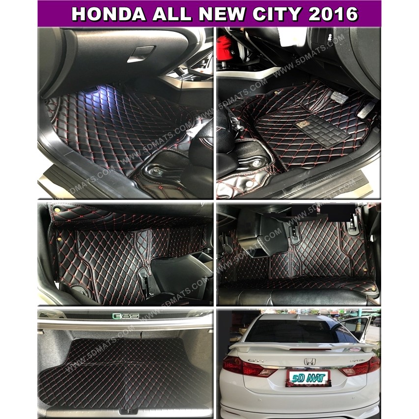 honda-city-2014-19-พรม6d-vip-พรมรถยนต์-สีดำด้ายแดง-แผ่นปูท้าย-เต็มคัน-4ชิ้น