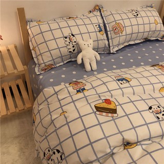 เตียงสี่ชิ้นลายการ์ตูนเกาหลีผ้าปูที่นอน + ปลอกผ้านวม + ปลอกหมอน