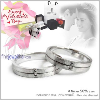 Finejewelthai-แหวนคู่ แหวนเงิน แหวนเพชร แหวนแต่งงาน แหวนหมั้น / couple Silver Diamond Ring-wedding-ring-Valentine Gift13