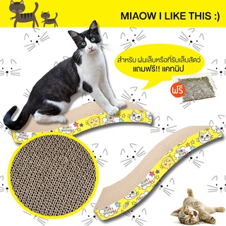 ที่ลับเล็บแมว ของเล่นแมว ลูกฟูกลับเล็บแมว รูปคลื่น สำหรับแมวทุกวัย Cat toy ( แถมฟรี! Catnip กัญชาแมว 1 ถุง )AGM