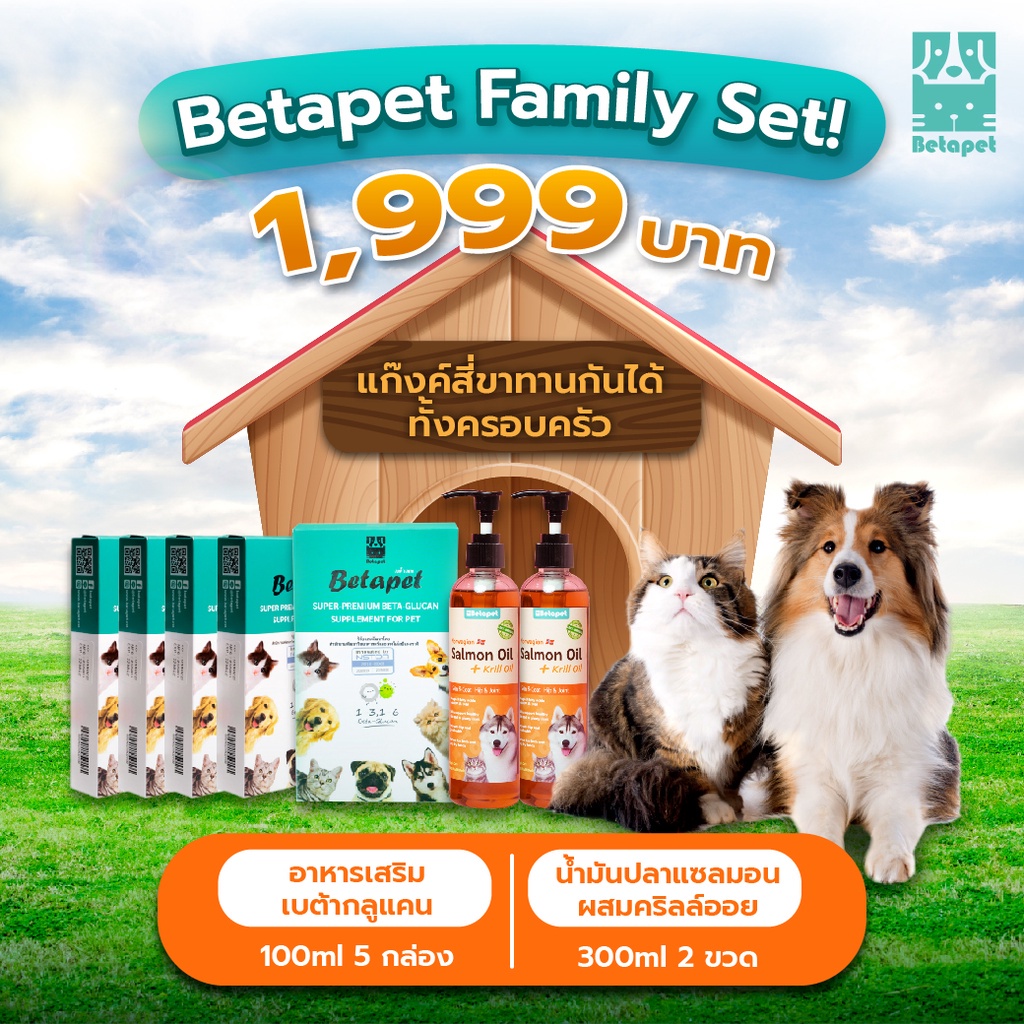 ภาพหน้าปกสินค้าbigset  อาหารเสริมบต้ากลูแคน 100 ml จำนวน 5 กล่อง + น้ำมันปลาแซลมอน 300 ml 2 ขวด จากร้าน betapetsp บน Shopee