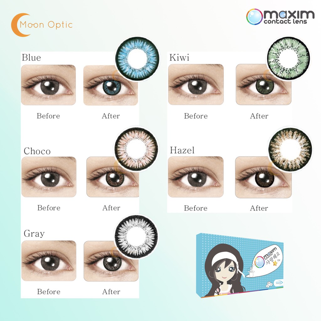 Maxim Contact lens ตาสวย กล่องฟ้า (รายเดือน 1 คู่) | Shopee Thailand
