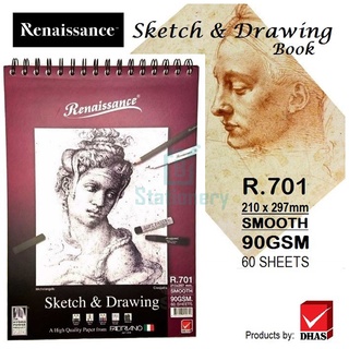 สมุดวาดเขียน สมุดสเก็ตซ์ เรนาซองซ์ Renaissance R-701 R-702 R-703 R-704 ผิวเรียบ 90 แกรม Sketch & Drawing