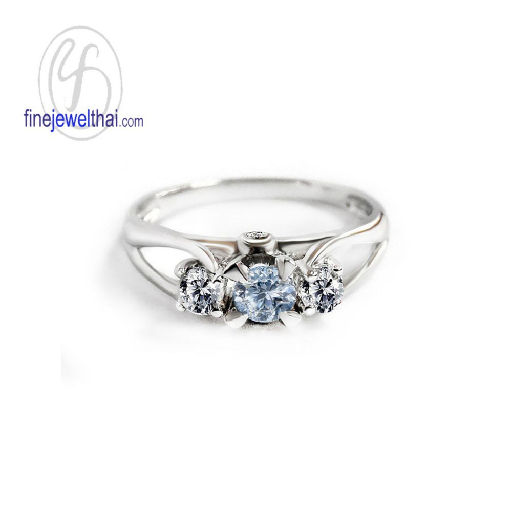 finejewelthai-แหวนอะความารีน-แหวนเงินแท้-แหวนพลอยแท้-aqamarine-silver-ring-birthstone-r1224aq-เลือกสีตัวเรือนได้