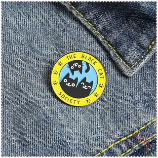 ★ The Black Cat Society Brooches ★ 1Pc Cute Animals Fashion Doodle Enamel Pins Backpack Button Badge Brooch