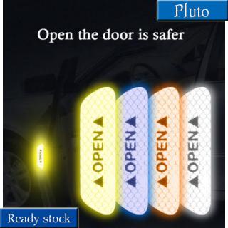 4PCS Auto Car Door OPEN Sticker Reflective Tape Safety Warning Decal Scratchproof Prevent-bump Universal