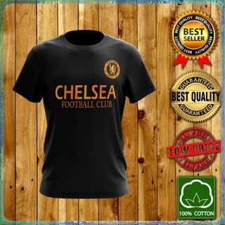 ขายดีข้อเสนอที่ดีที่สุดเสื้อยืดลําลอง ผ้าฝ้าย 100% แขนสั้น พิมพ์ลาย CHELSEA FOOTBALL CLUB black GOLD EDITION สีดํา พลัสไ