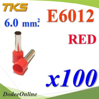 .หางปลากลม คอร์ดเอ็น แบบมีฉนวน สำหรับสายไฟ ขนาด 6.0 Sq.mm (สีแดง แพค 100 ชิ้น) รุ่น E6012-RED DD