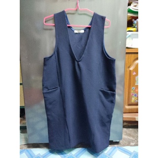 เดรส สีกรม แขนกล้าม ฟรีไซส์ คอเว้า ทรงวี