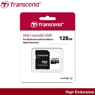 สินค้า Transcend High Endurance MicroSD Card 128GB 350V Speed Read 95MB/s White 45MB/s การ์ด กล้องติดรถยนต์ กล้องวงจรปิด ประกัน 2ปี