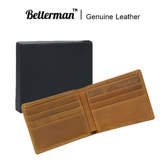 หนังแท้ ! กระเป๋าสตางค์หนังแท้ผู้ชาย กระเป๋าสตางค์ใบสั้น | Betterman™ Genuine Leather short wallet mens