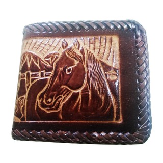 Lupadu  Cowboy Style BiFold Wallet กระเป๋าหนังวัวแท้ สีน้ำตาล