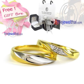 Finejewelthai-แหวนคู่-แหวนเงิน-เงินแท้ 925-แหวนหมั้น-แหวนเพชร-Couple-Diamond Cz-silver-wedding-ring - Gift_set31