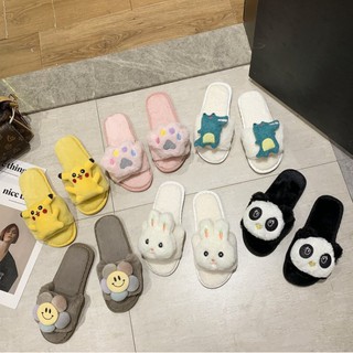 พร้อมส่ง(SH-1-10) รองเท้าใส่เดินในบ้าน รองเท้าสลิปเปอร์ slippers ผ้าขนนุ่มใส่สบาย ลายตุ๊กตา น่ารักมาก