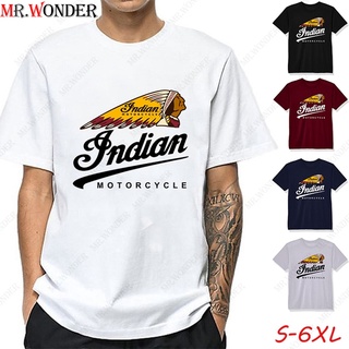 เสื้อยืดผ้าฝ้ายพิมพ์ลาย เสื้อยืดแขนสั้น พิมพ์ลายรถจักรยานยนต์ Mrwonder Indian สไตล์สปอร์ต สําหรับผู้ชาย