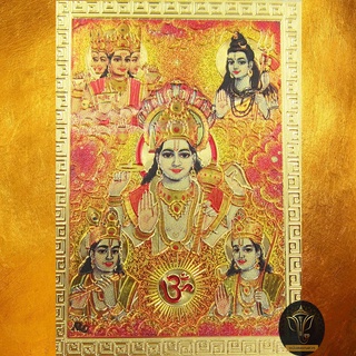 Ananta Ganesh ® แผ่นทอง 5 มหาเทพ (เน้นบูชา รักสมหวัง งานสำเร็จ เงินทองไหลมาเทมา) พระวิษณุ พระศิวะ พระพรหม ทองคำ A119 Ag