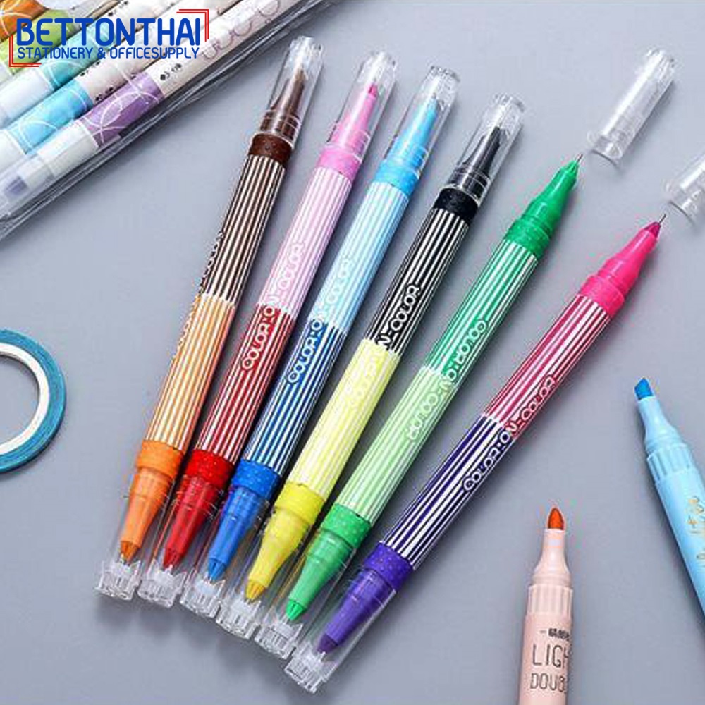 chosch-g124-6-ปากกาเจลสี-0-5-mm-ปากกาสี-2-หัว-12-สี-6ด้าม-แพ็ค-ปากกาเจล-เครื่องเขียน-อุปกรณ์การเรียน-school-office
