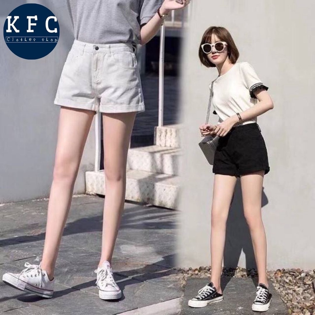 ภาพหน้าปกสินค้าKFC มี 6 ไซด์  กางเกงยีนส์เกาหลี  กางเกงยีนส์ขาสั้นปลายขาพับ  เหมาะสำหรับชอบสไตล์ขาพับ 2033