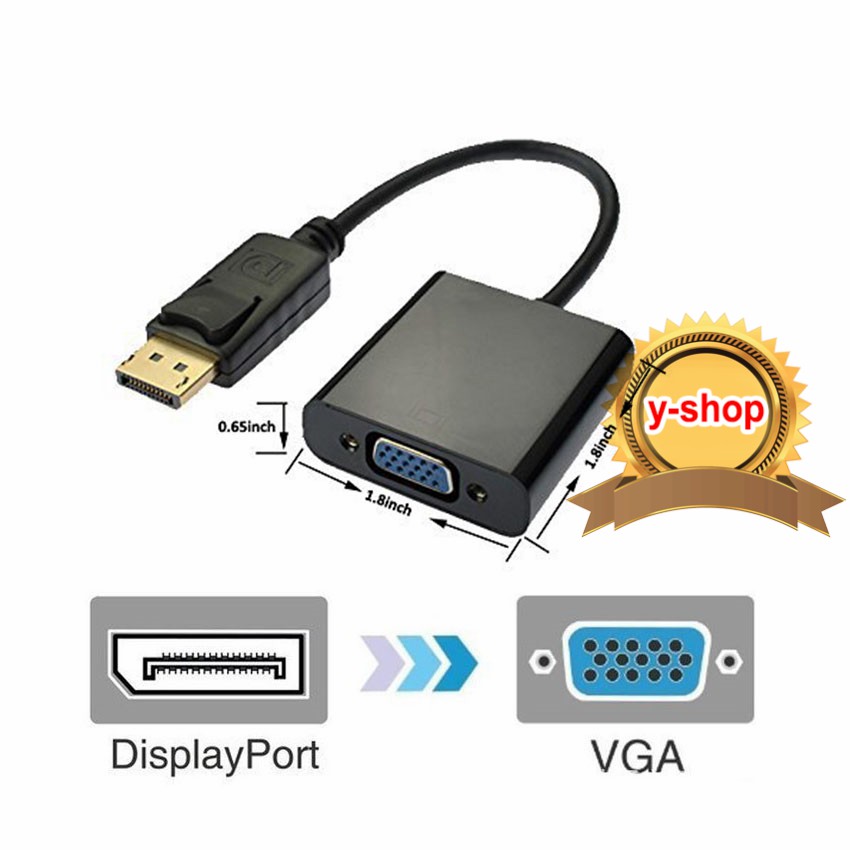 ภาพหน้าปกสินค้าDisplay Port DP Male to VGA Female Converter สายยาว20cm