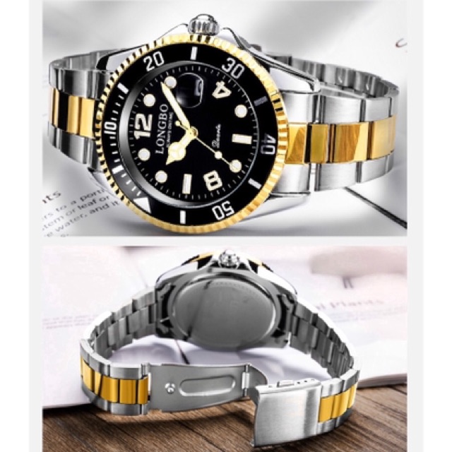 นาฬิกาข้อมือผู้ชาย-longbo-80430-ระบบควอตซ์เรือนและสายสแตนเลสทอง2ไมครอน-สินค้าพร้อมส่ง-งานเเท้100-กันน้ำ