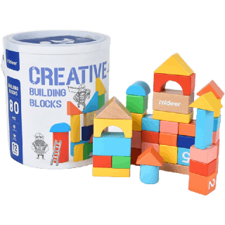 Mideer มิเดียร์ Creative building blocks บล็อกไม้สุดหรรษา 80 ชิ้น-12M