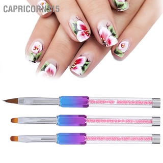 Capricorn315 ชุดแปรงปากกา ด้ามจับกลิตเตอร์ แกะสลัก Uv เจล สําหรับตกแต่งเล็บ 3 ชิ้น
