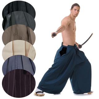 สินค้า กางเกงชุดซามูไร กางเกงเคนโด้ กางเกงญี่ปุ่น กางเกงฮากามะ (สีกากี) Hakama Pants, Kendo Pants